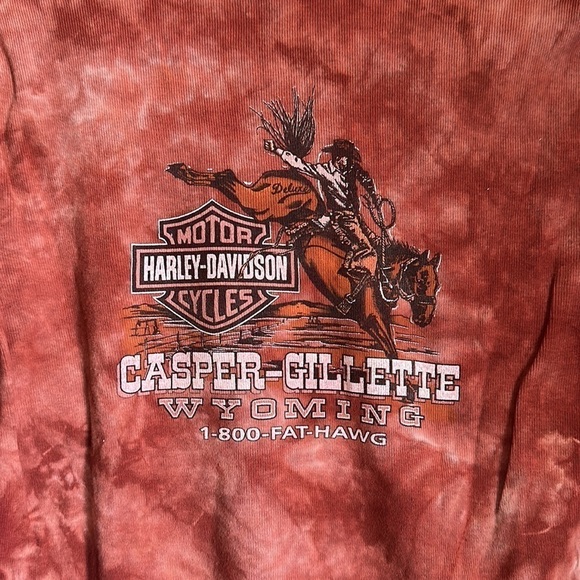 Vintage Harley Davidson Cowgirl Wyoming Quarter Sleeve V Neck Top 2000 Y2K - Picture 5 of 5